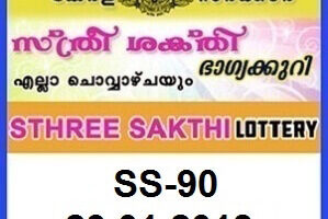 Sthree Sakthi SS 90 Kerala Lottery Result 23.01.2018
