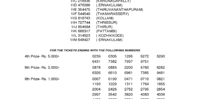 Winwin W464 Kerala Lottery Results Screenshot: Page 1