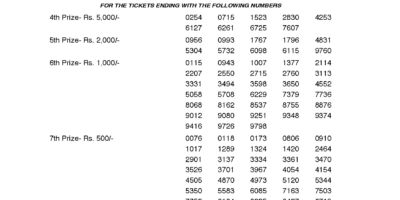 Pournami RN347 Kerala Lottery Results Screenshot: Page 1