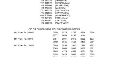 Winwin W467 Kerala Lottery Results Screenshot: Page 1